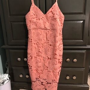 Pink Lace Midi Dress